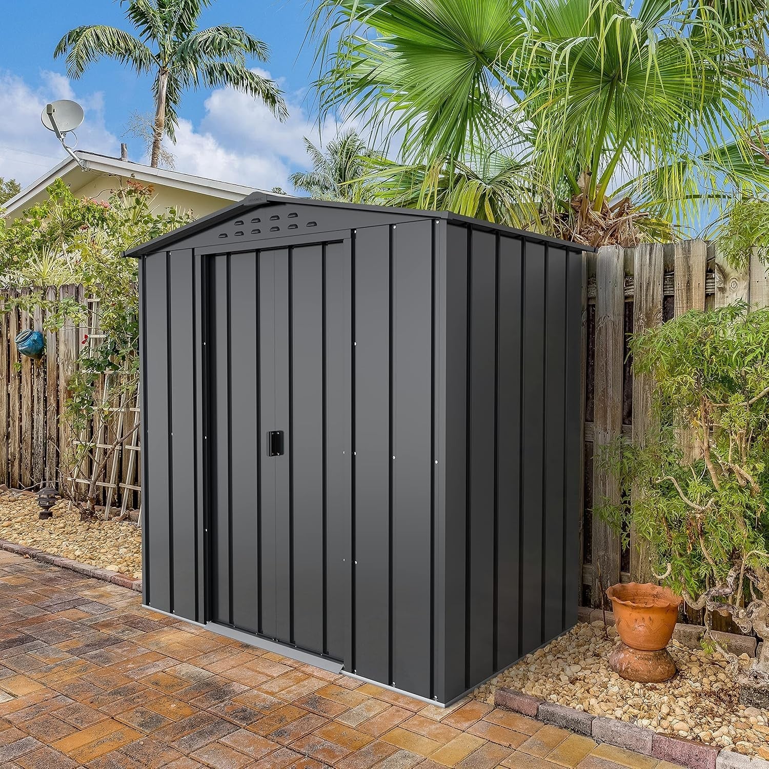 Duramax 6x4 Outdoor Metal Garden Shed Anthracite Weatherproof Storage