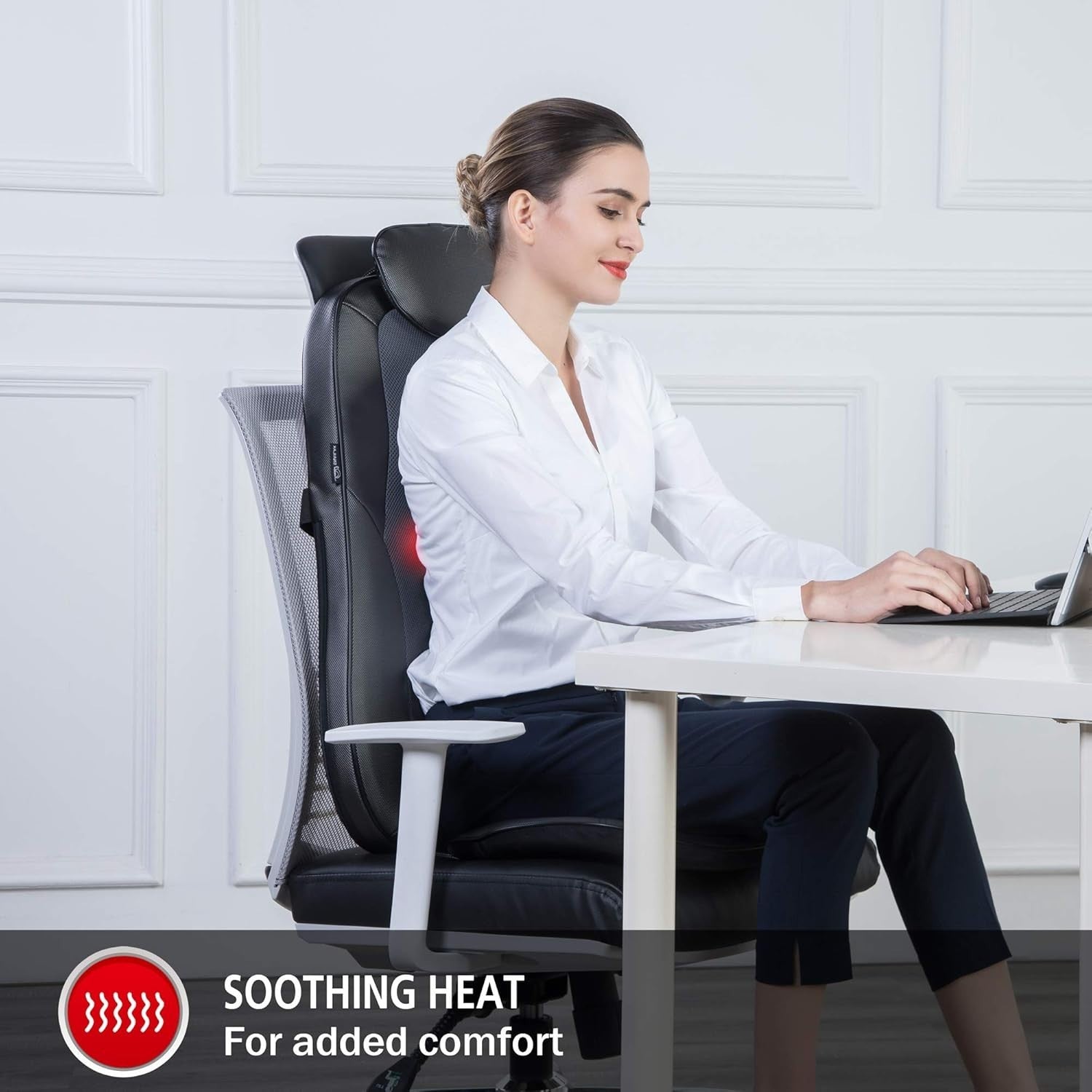 Heated Shiatsu Back Massager Chair Pad Deep Kneading for Pain Relief