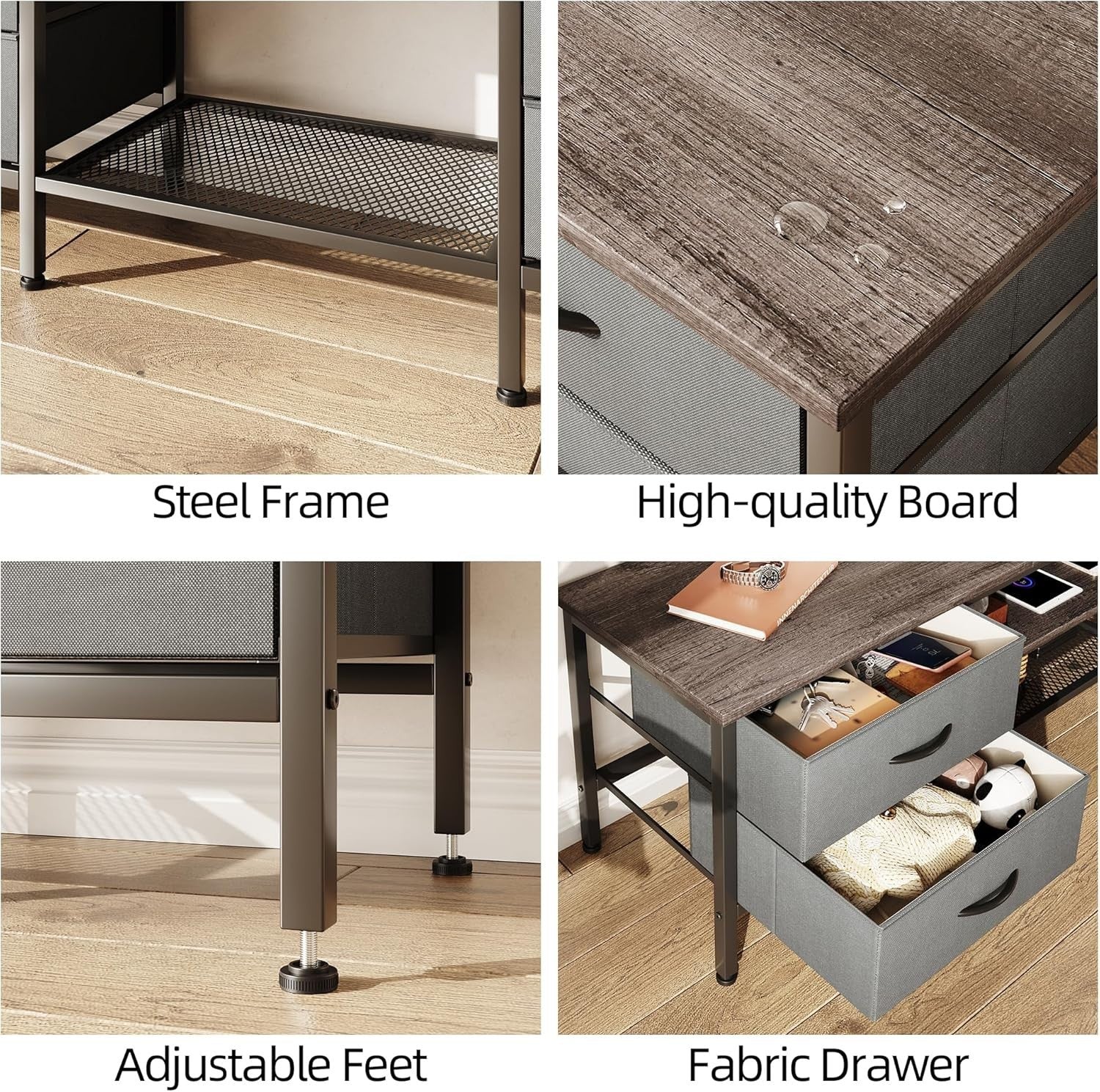 63” Grey TV Unit for 70 Inch Screen | Media Console Storage Drawers Cabinet
