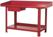 Steel Workbench 1.5m with Lockable Drawer 1000kg Capacity Heavy Duty Red