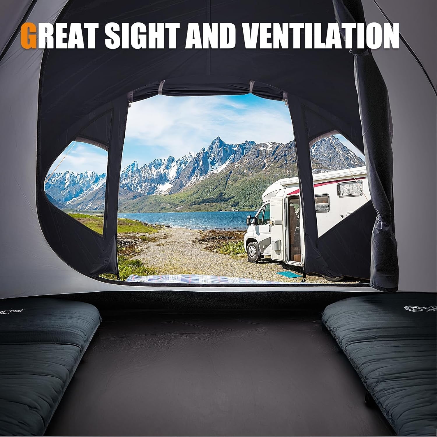Portal 3-4 Person Blackout Camping Tent Waterproof Dome with Porch