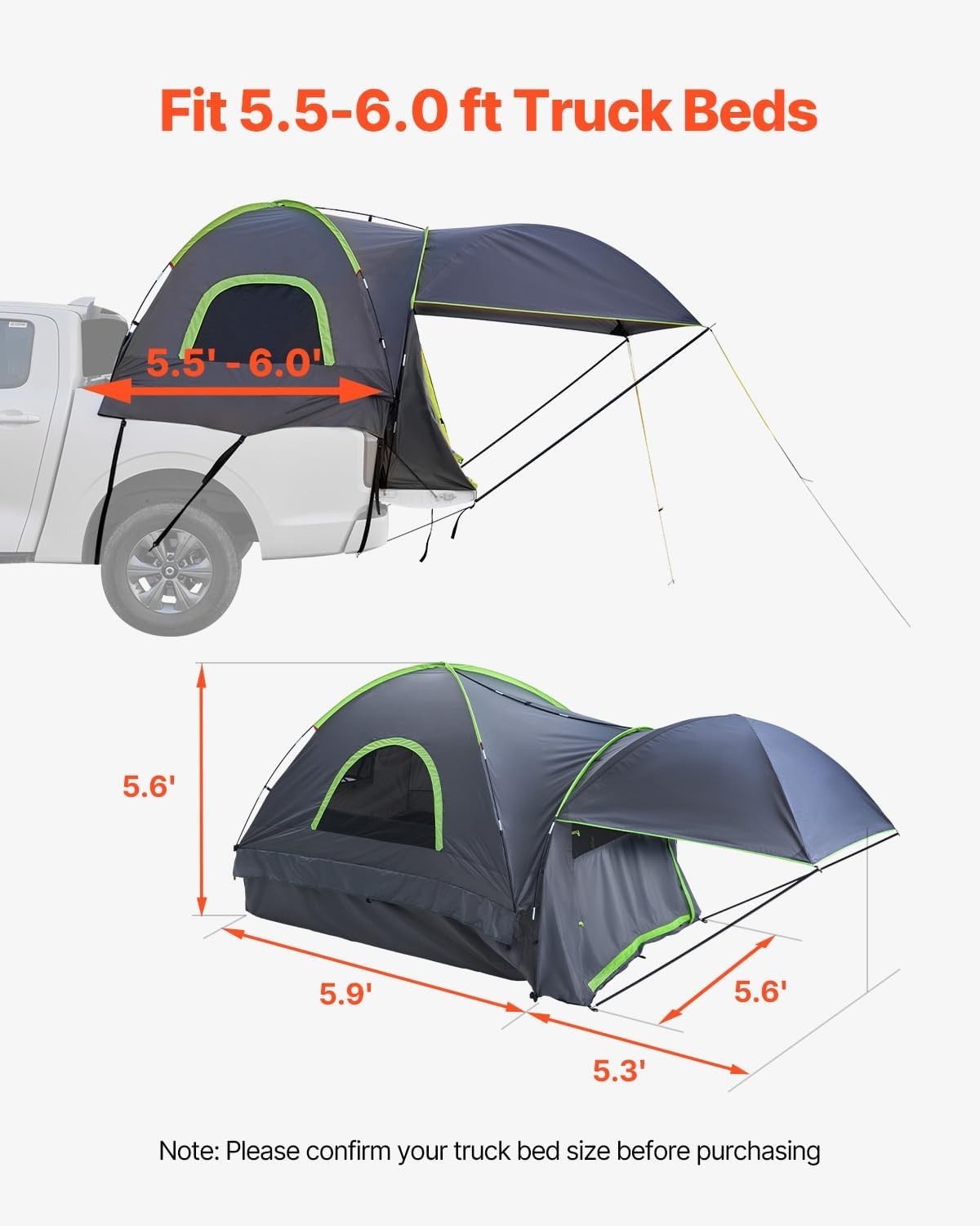 SUV Camping Tent PU2000mm Waterproof Double w/ Awning