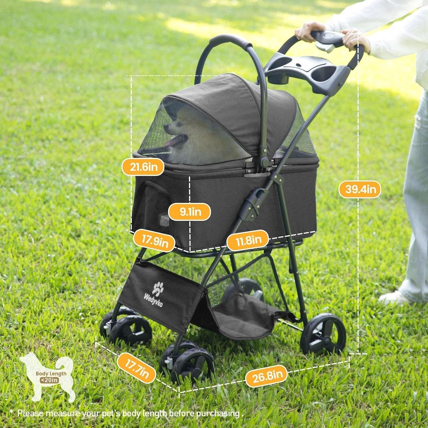 3in1 Dog Stroller Foldable Pet Buggy Detachable Carrier 15kg