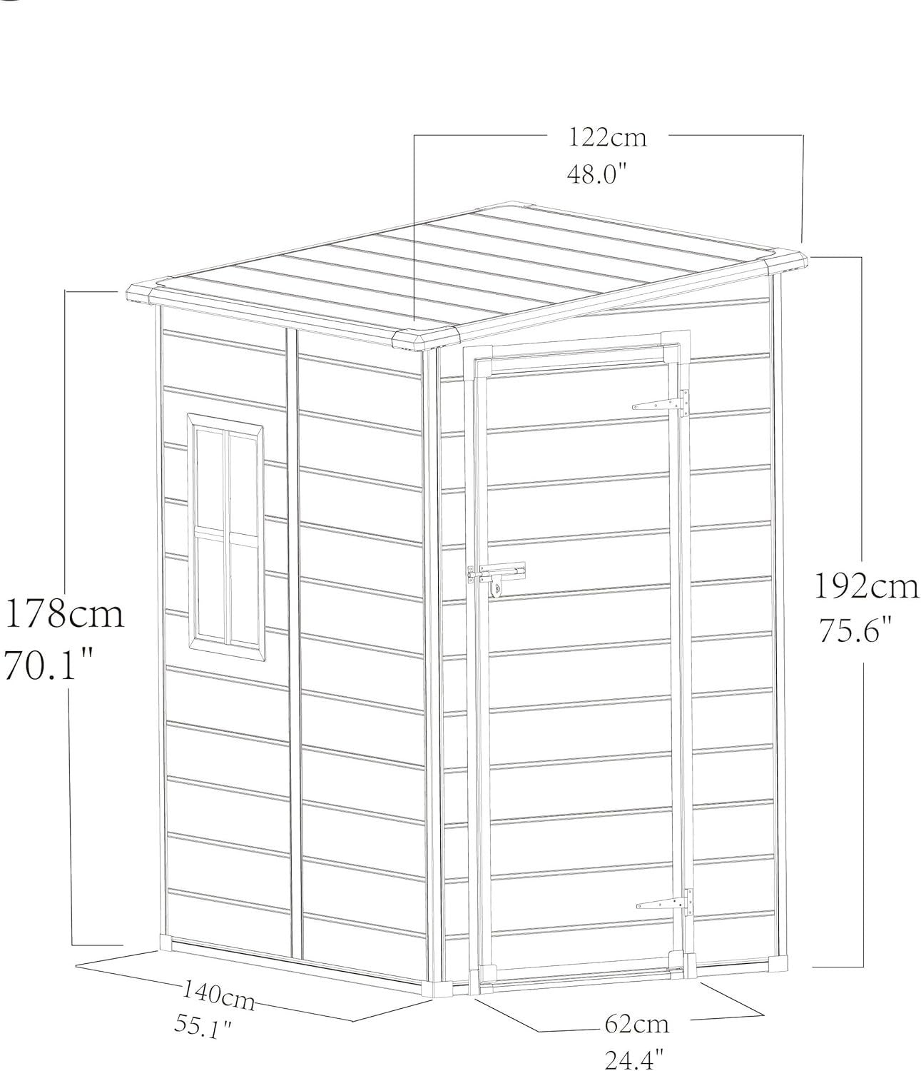 Compact Garden Storage Shed 4x4.66ft Plastic Box with Floor & Vent