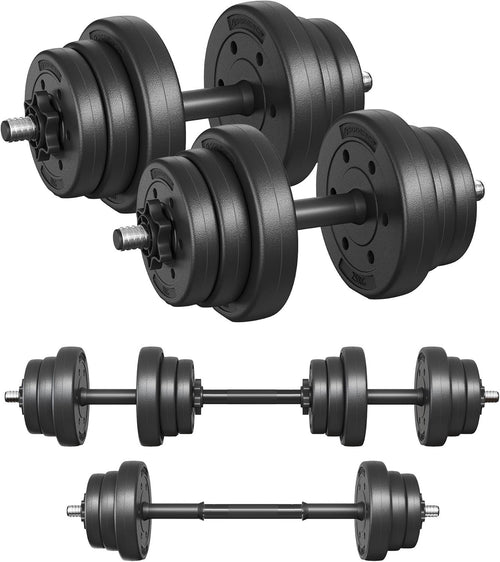 30kg Adjustable Dumbbell Barbell Set 2-in-1 Home Gym Free Weights