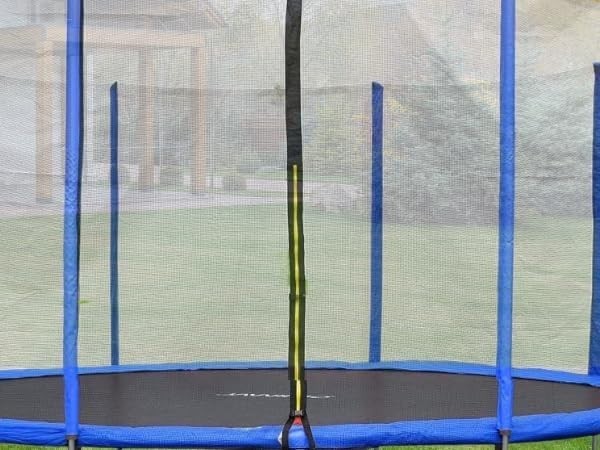 10FT Outdoor Garden Trampoline Safety Net Ladder Padded Poles Blue