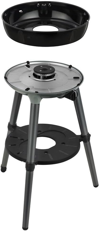 Portable Gas BBQ Grill with Dome Lid Thermometer, Ceramic Chef Pan & Adjustable