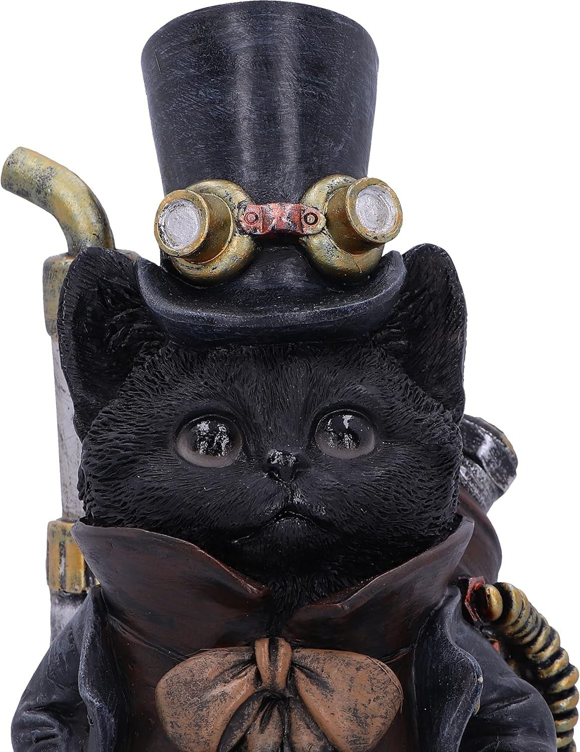 Steampunk Cat Figurine 19.5cm Resin Ornament Gothic Decor Hand Painted Statue