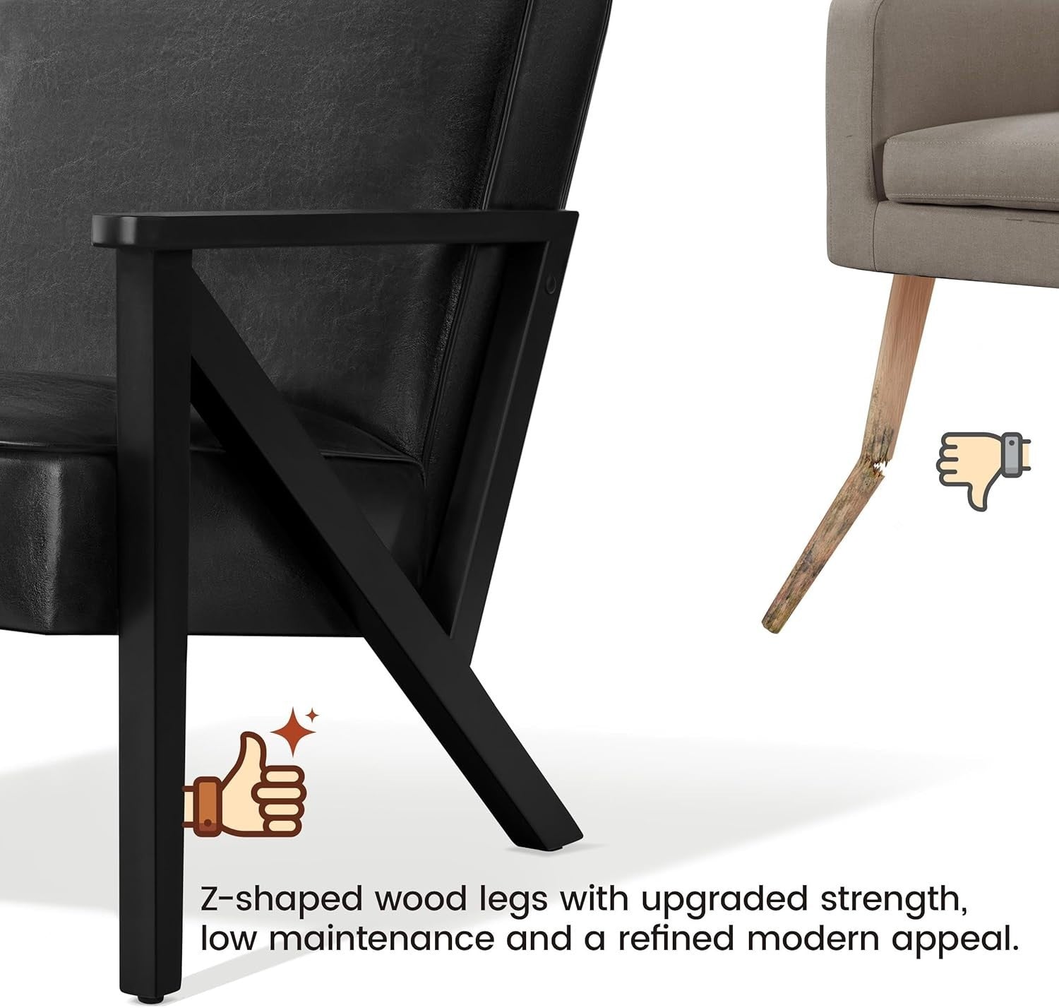 Stylish Black Faux Leather Lounge Armchair for Home