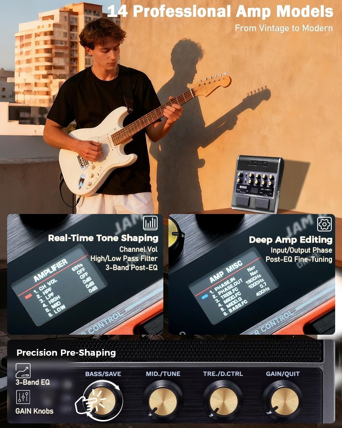 10W Electric Guitar Amp Multi Effects Bluetooth Looper OTG