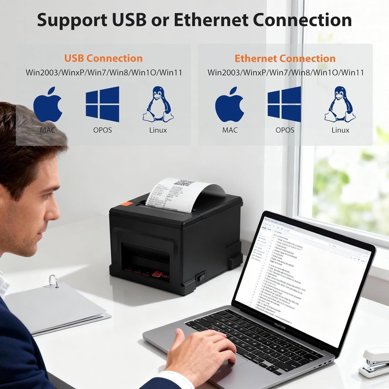 80mm Thermal Receipt Printer USB Ethernet ESC/POS