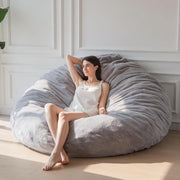 150x150cm Grey Bean Bag Chair Bed | Plush Floor Sofa for Guest, Lounge