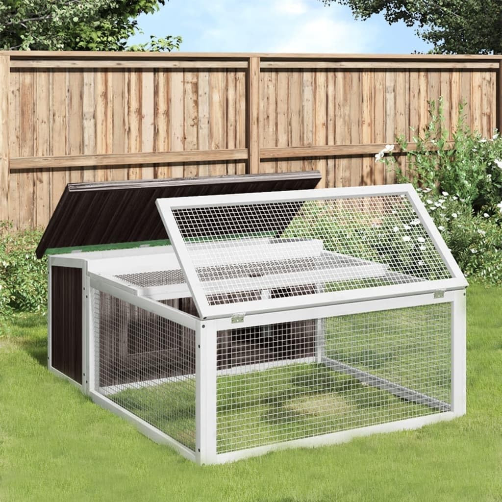 Large Outdoor Rabbit Hutch Solid Wood Activity Run Secure Small Animal Enclosure
