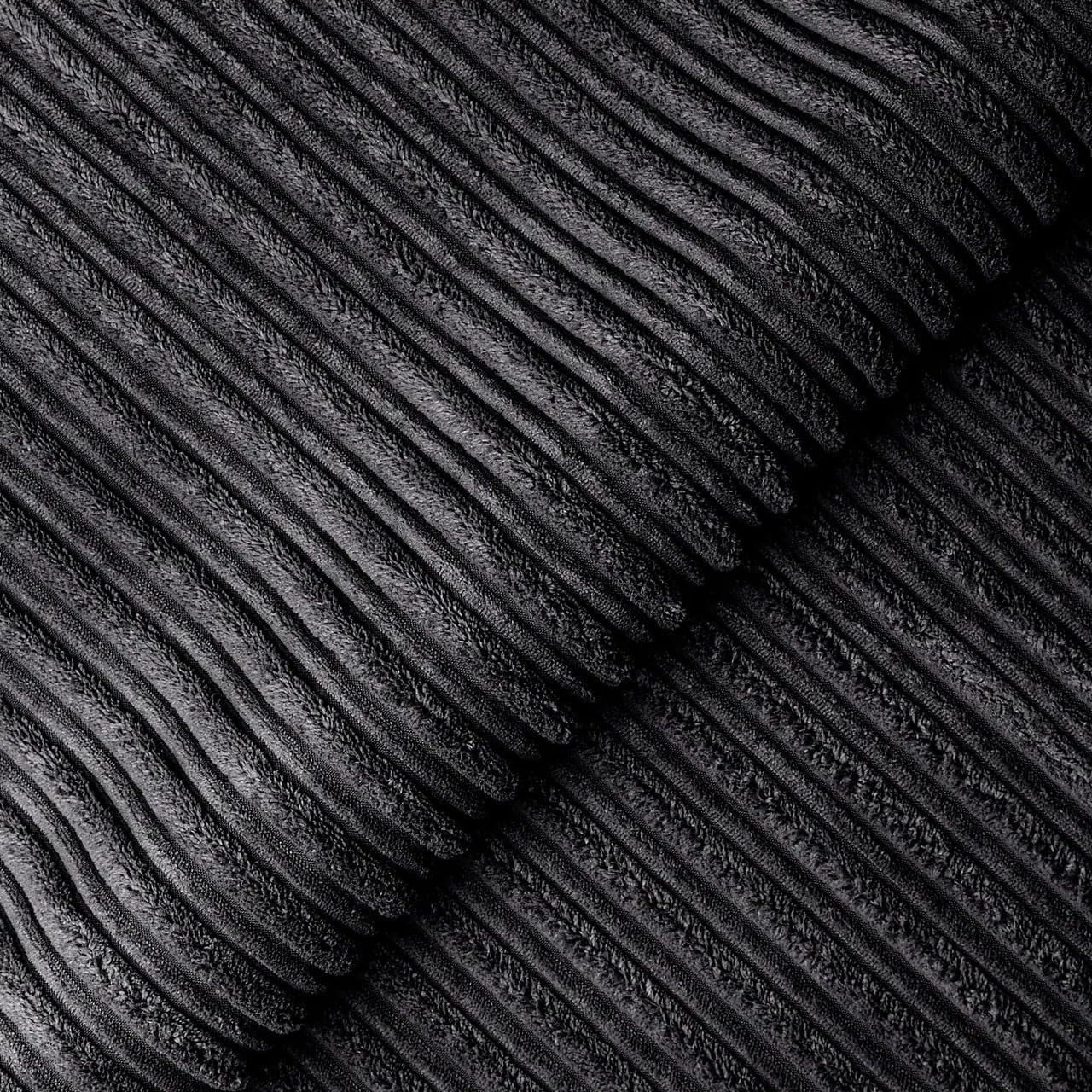 5 Seater Jumbo Cord Modular Corner Sofa Black L-Shaped Dual Arm Couch