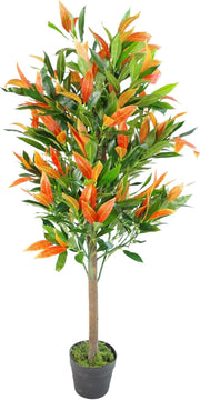 120cm Photinia Red Green Ficus Artificial Tree Realistic Indoor Plant Decoration