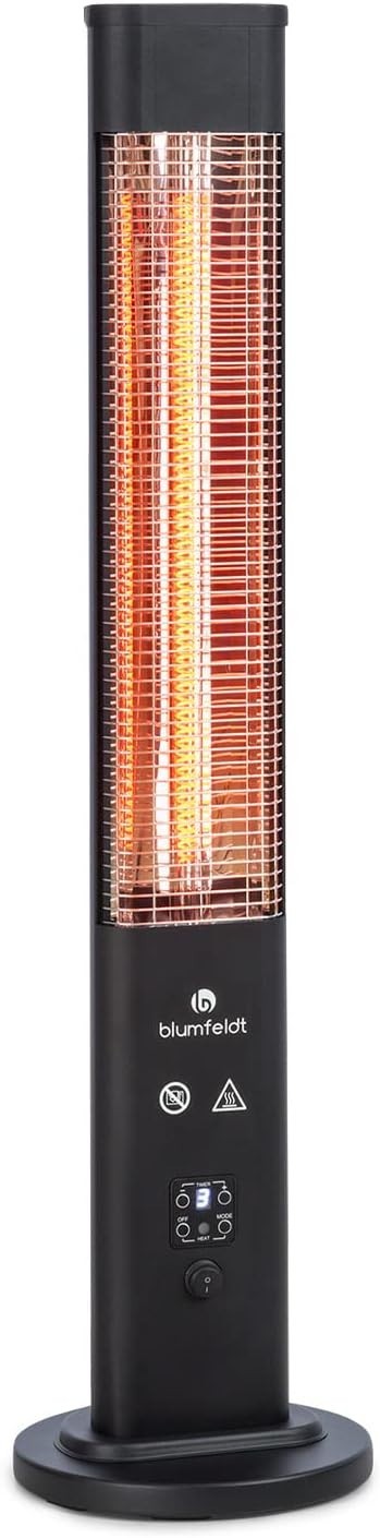 1200W Infrared Radiant Heater Tower Remote Control, Timer, Outdoor Safe