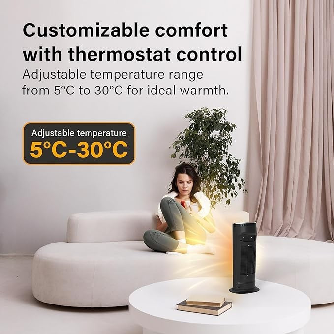 Portable Tower Space Heater 2000W Oscillating Remote Control Thermostat Safe