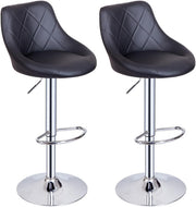 Black Faux Leather Bar Stool Adjustable Swivel Mid Back Pub Chair