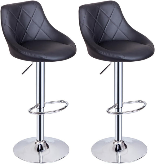 Black Faux Leather Bar Stool Adjustable Swivel Mid Back Pub Chair