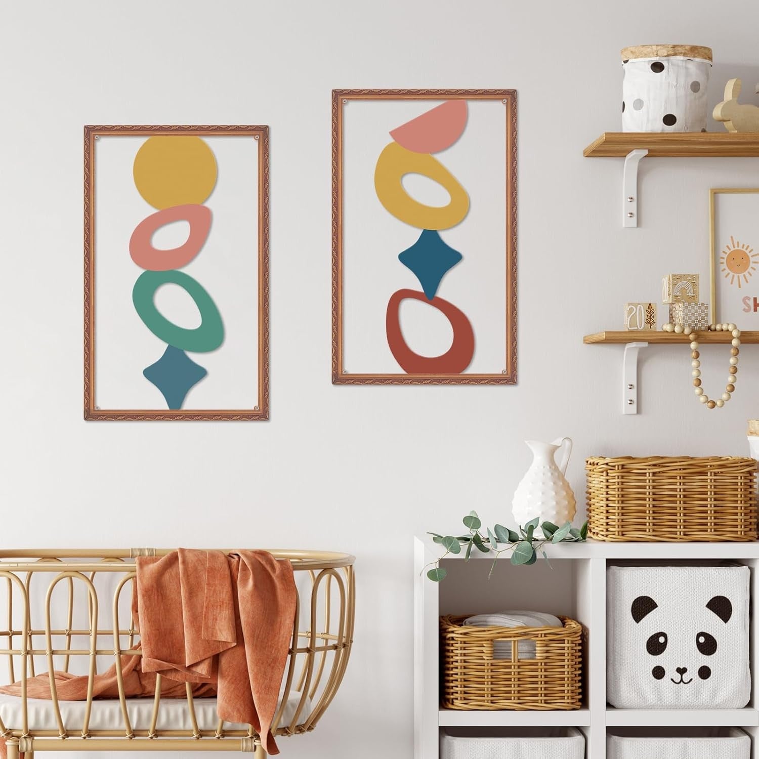 Abstract Metal Wall Art Set of 2 3D Geometric Modern Decor