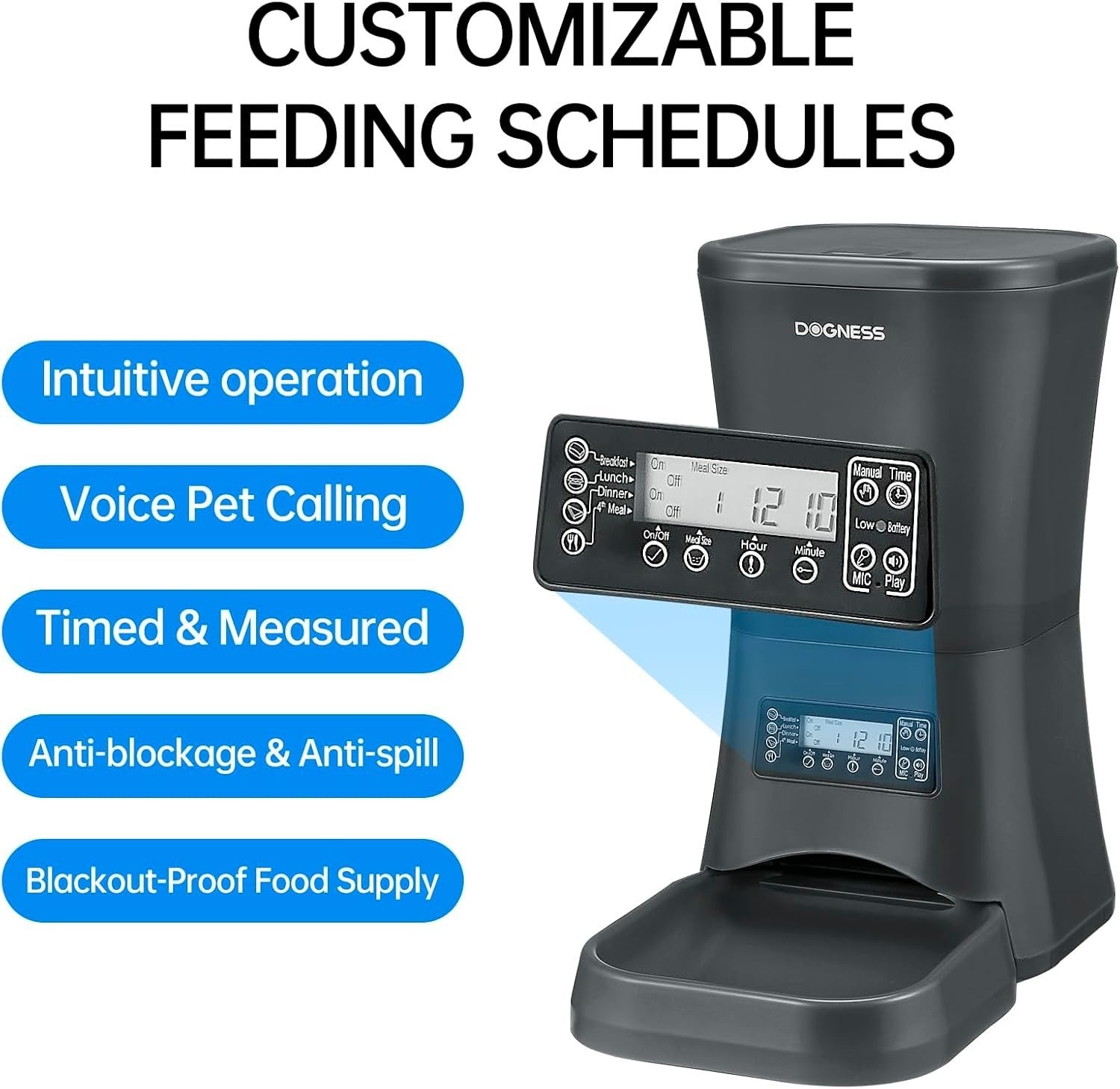 9L Automatic Dog Feeder Large Capacity Timer Food Dispenser Control