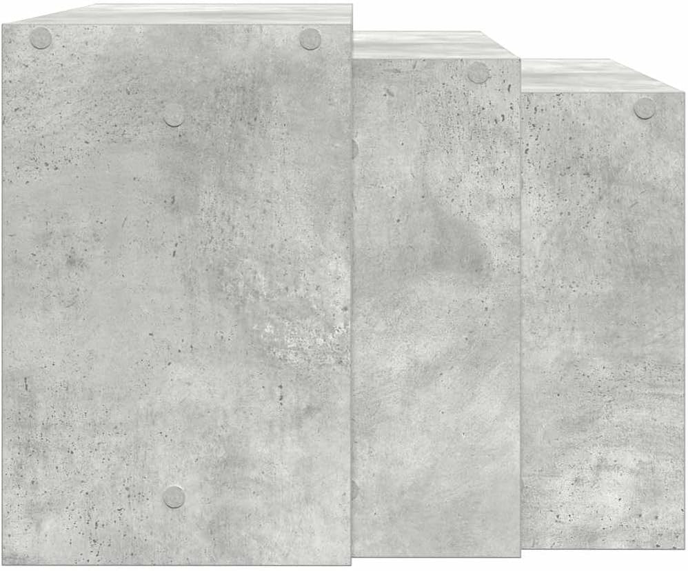 Contemporary Nesting End Table Set Concrete Gray Engineered Wood Space Saving