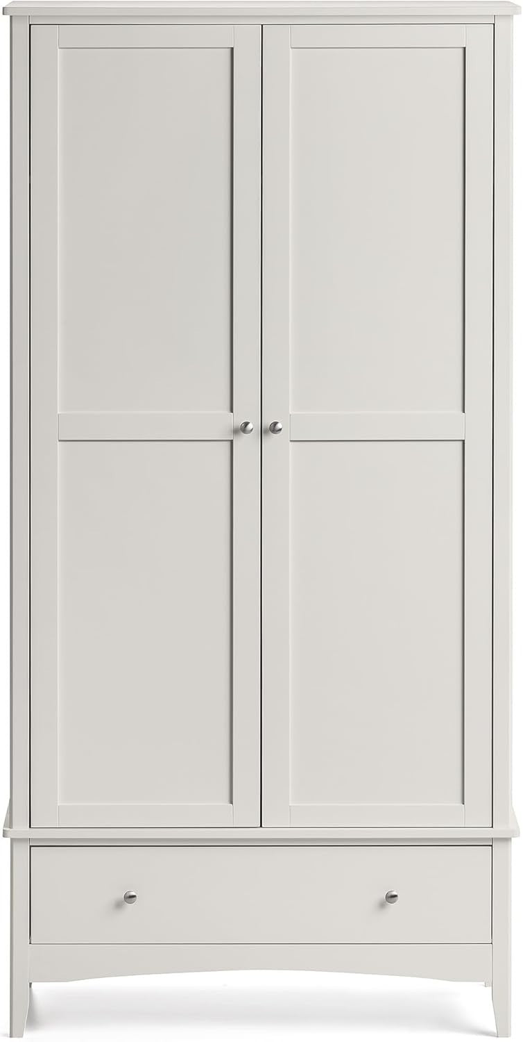 Natural Stone Double Wardrobe with Drawer | Soft Close Doors | Clothes Rail