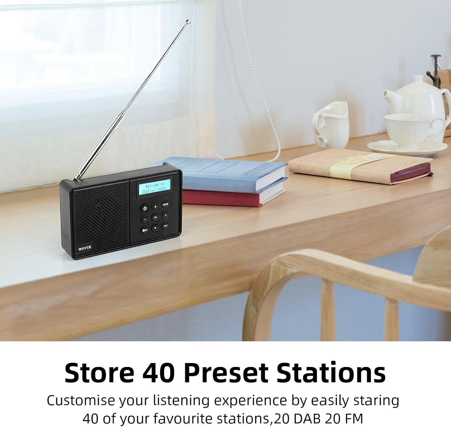 Portable DAB+ FM Radio Bluetooth USB LED Alarm Clock Rechargeable