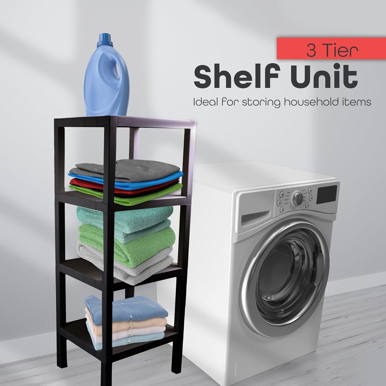 4 Tier Black Side End Table – Sturdy Storage Shelf for Narrow Spaces