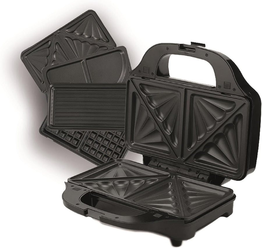 4-in-1 Sandwich Toaster 29.2x25.5x12cm Non-Stick Plates Waffle Panini Omelette
