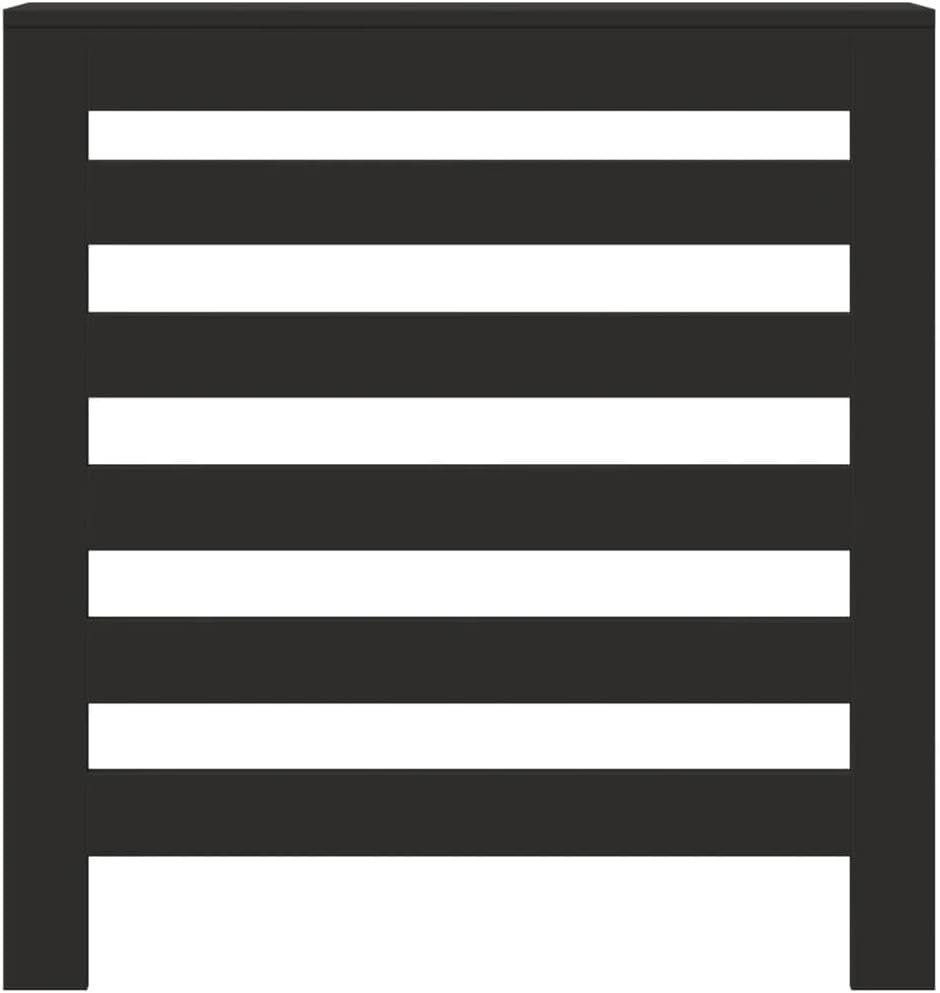 Black Radiator Cover Cabinet | Modern MDF Slatted Heater Shelf | 78x20x82cm