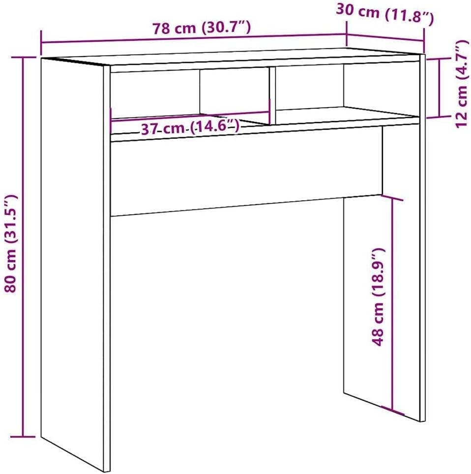 Modern Rectangular Engineered Wood Console Table, 78x30x80 cm, Space Saver