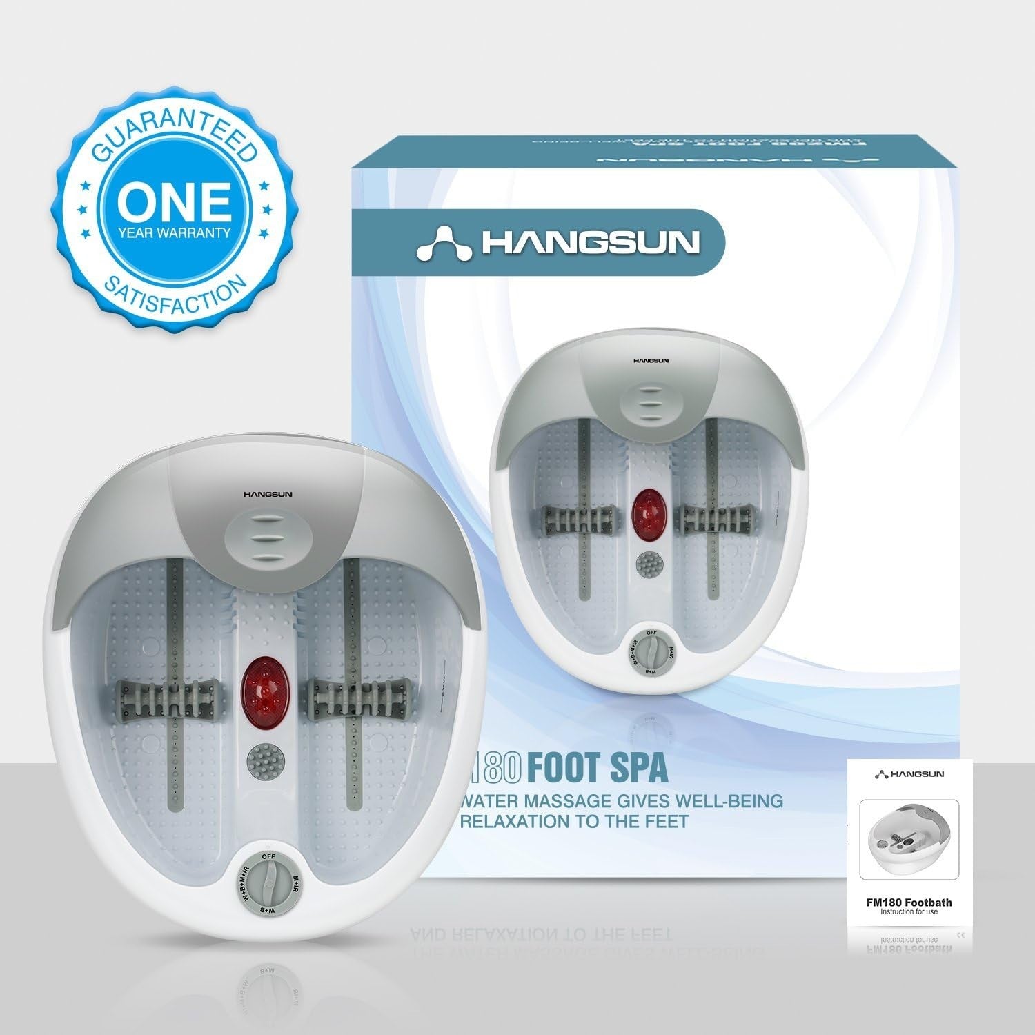 Hangsun Foot Spa Bath Massager Bubble Vibration Infrared Heat Rollers Home