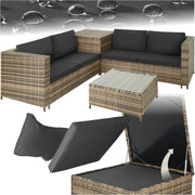 Rattan Garden Sofa Set with Thick Cushions & Storage Box - Patio Outdoor