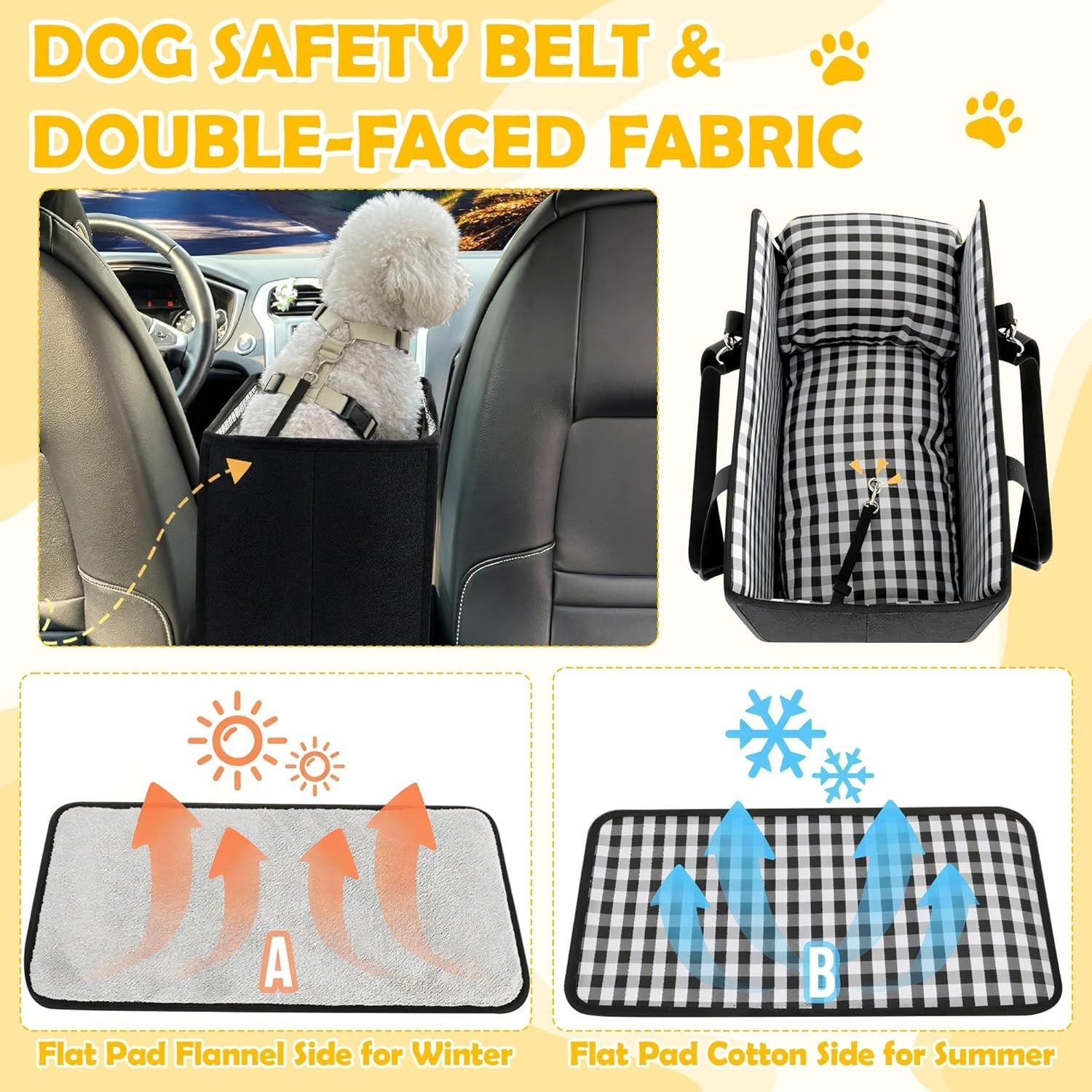 Center Console Dog Car Seat Portable Pet Booster Carrier Waterproof