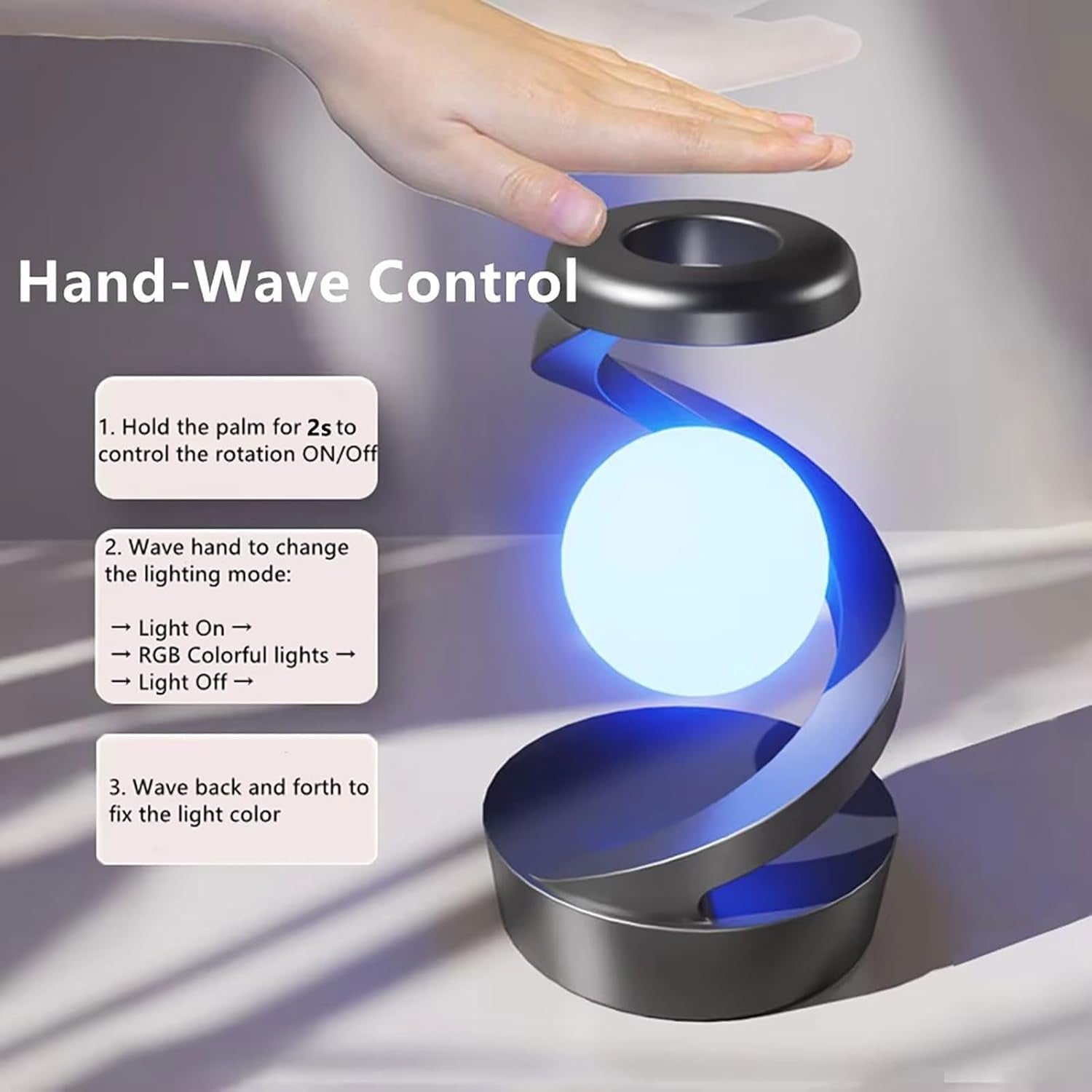 Levitating Moon Lamp RGB Floating Night Light Wireless Charger Sensor