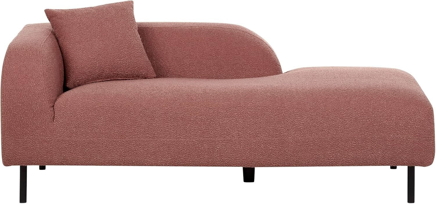 Pink Boucle Left Hand Chaise Lounge | Retro Minimalist Sofa Seat, Metal Legs