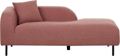 Pink Boucle Left Hand Chaise Lounge | Retro Minimalist Sofa Seat, Metal Legs