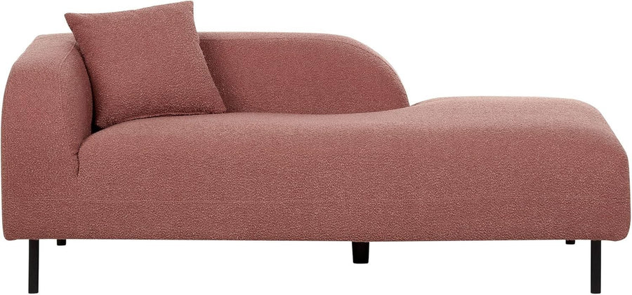 Pink Boucle Left Hand Chaise Lounge | Retro Minimalist Sofa Seat, Metal Legs