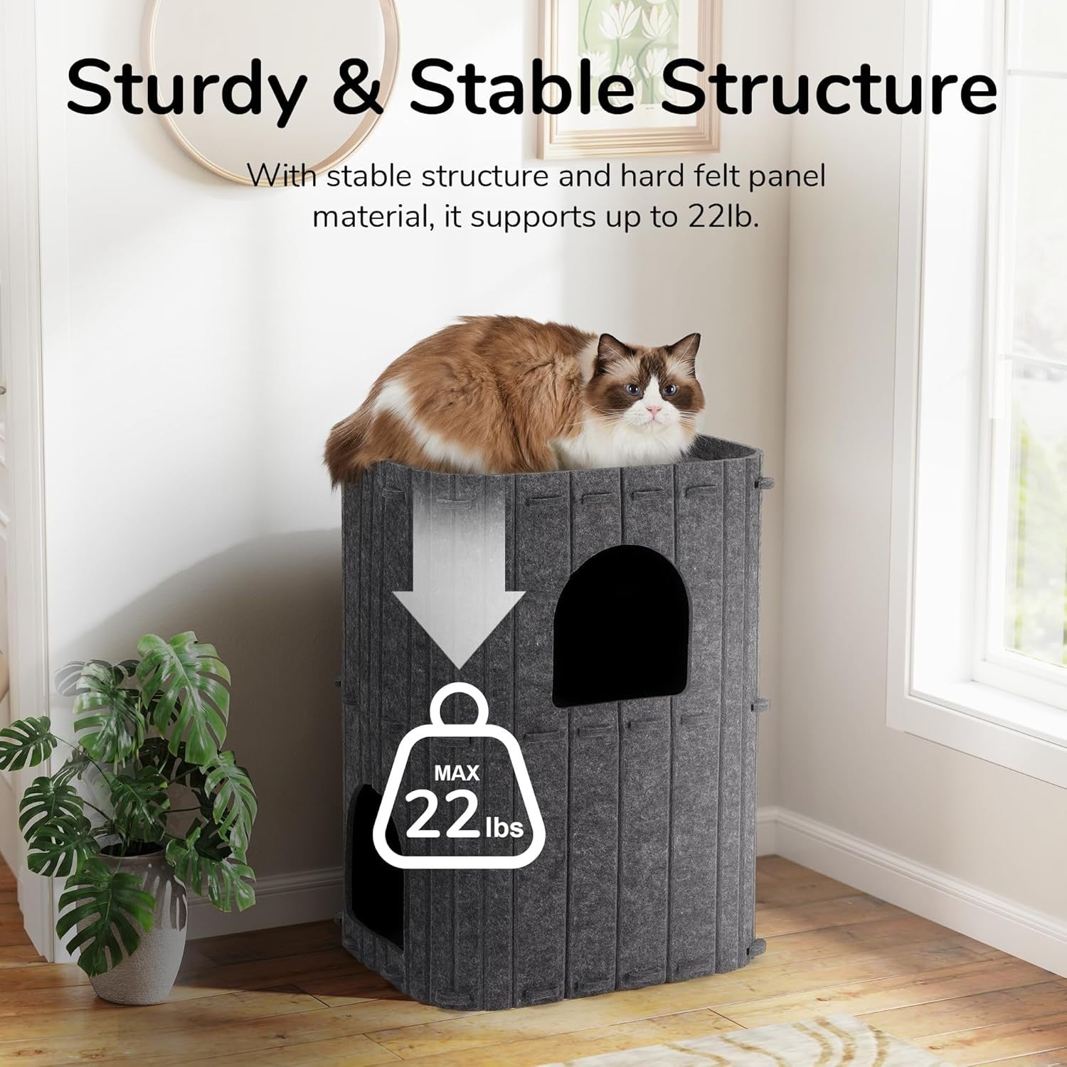 2 Storey Felt Cat House Large Cat Cave Condo Indoor Multi Cat Bed