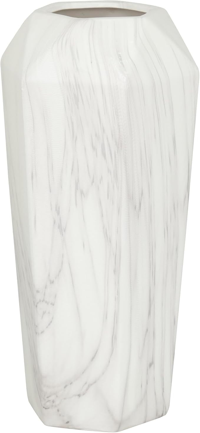 Tall White Stoneware Vase Modern Minimalist Floor Decor 14in Home Accent