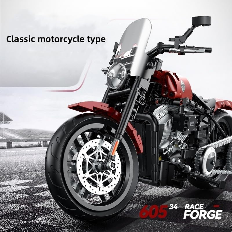 1:8 Scale Motorcycle Building Blocks Toy Kit - 542 PCS, Realistic Model, Educati
