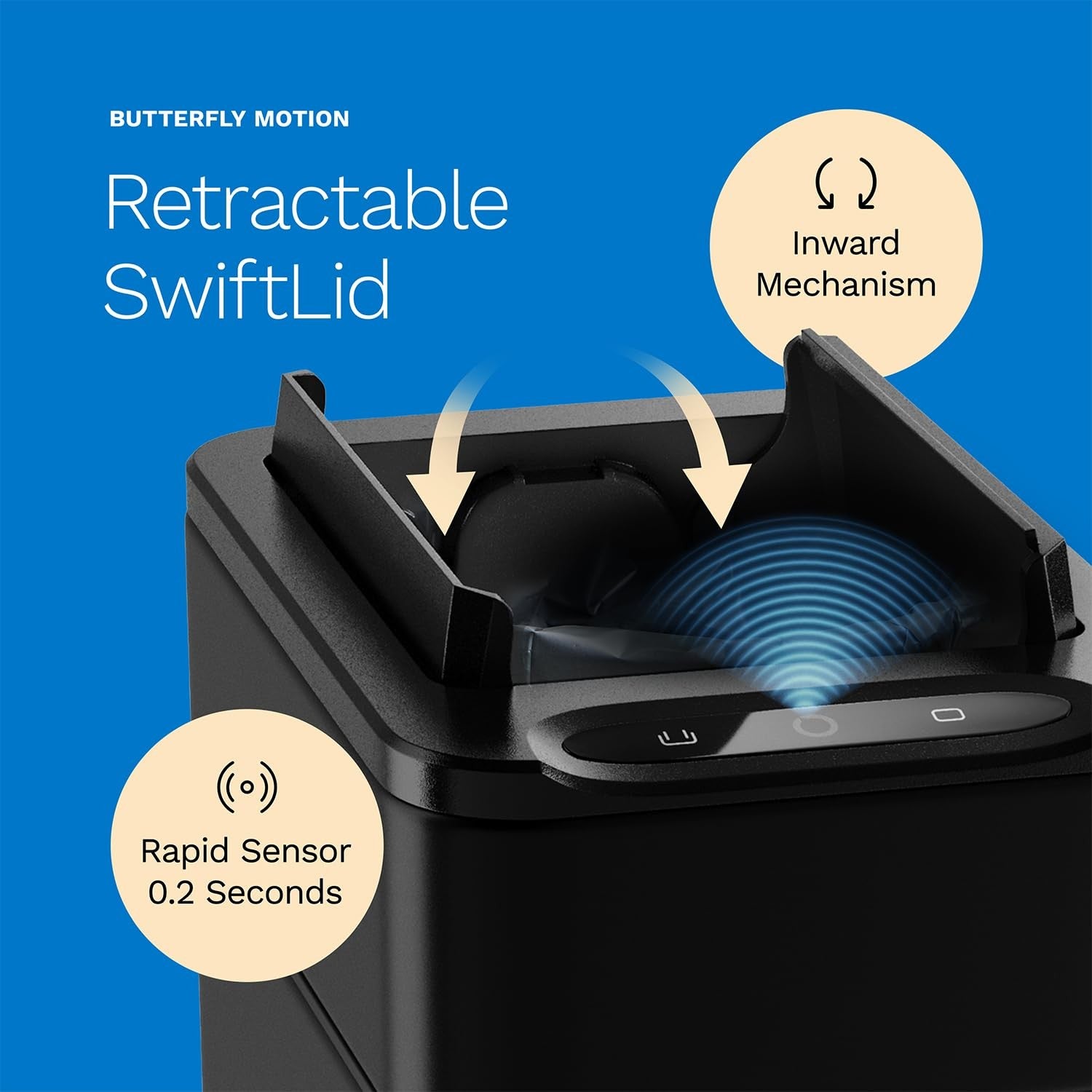 9L Touchless Bathroom Bin Sensor Butterfly Lid Soft Close Black