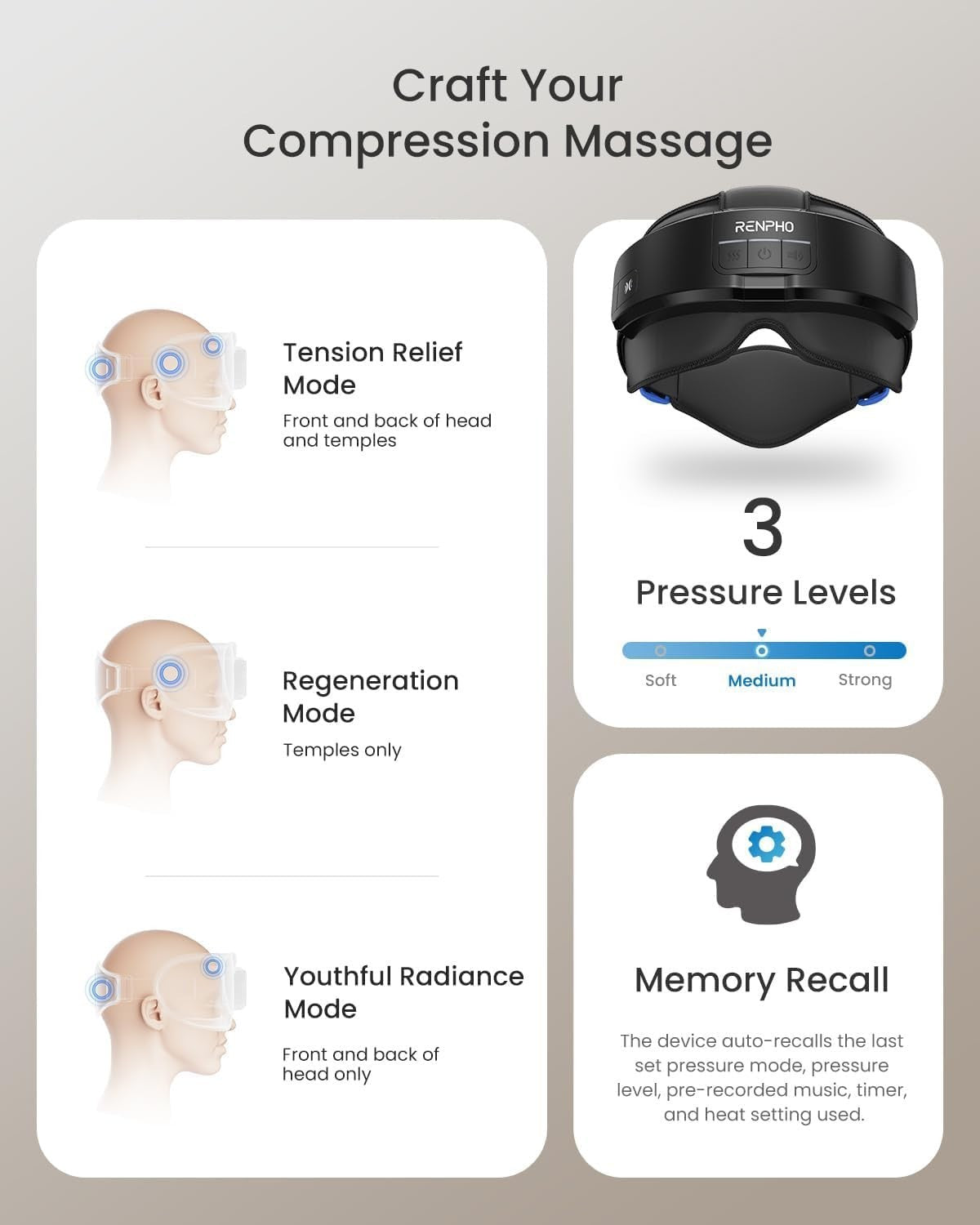 Heated Eye & Head Massager with Bluetooth Music for Migraine & Sleep Relief