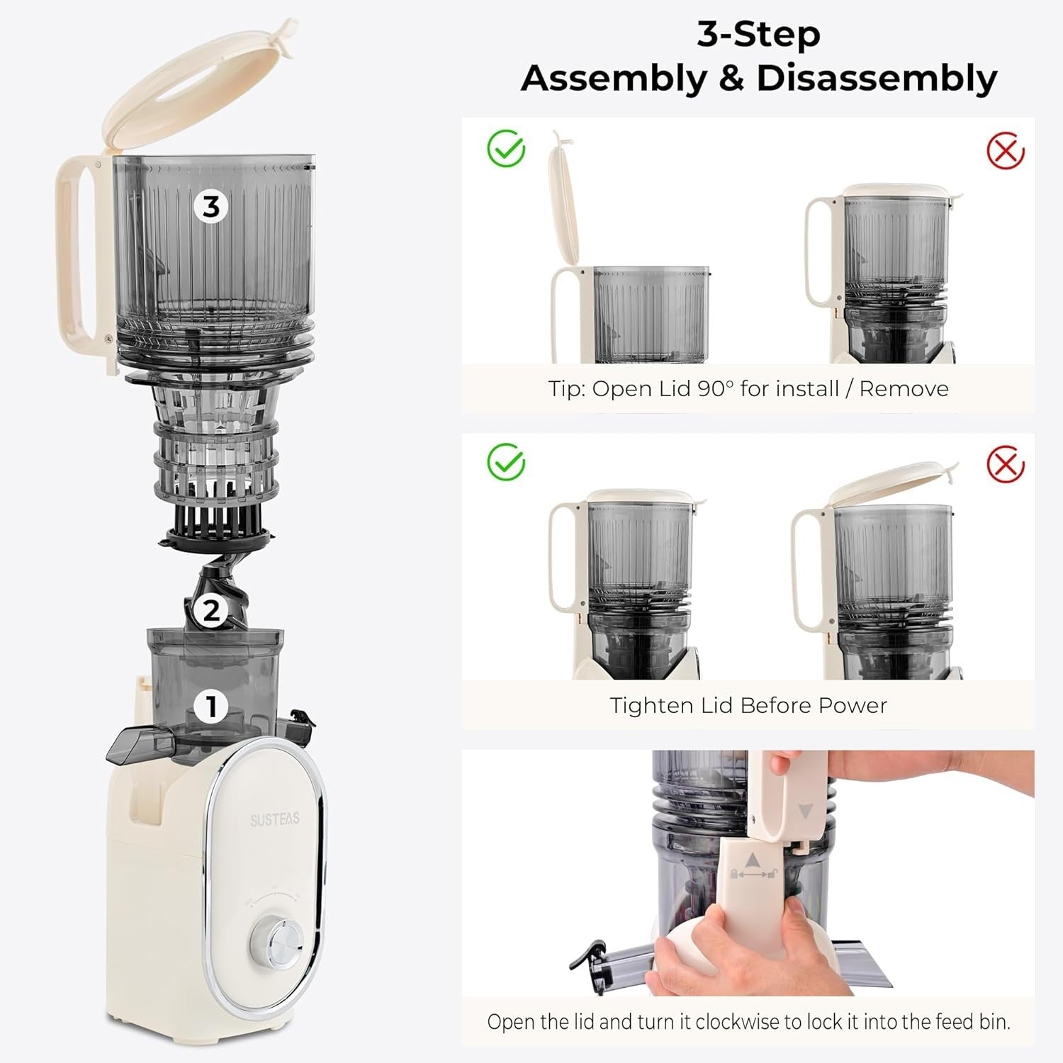 Cold Press Juicer 300W 133mm Wide Feed Chute Whole Fruit High Yield