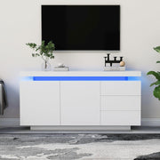 White LED Sideboard Cabinet 2 Door 3 Drawer Gloss Storage Unit Modern