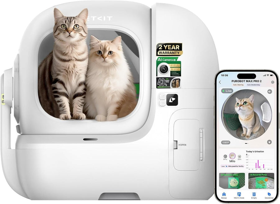 AI Self Cleaning Cat Litter Box Camera App Control 76L Multi Cat