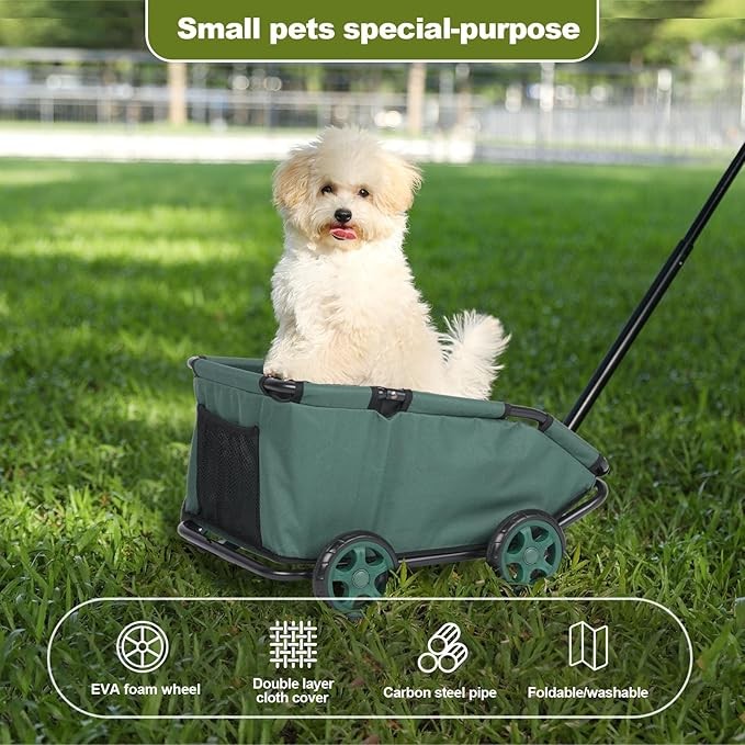 Pull Handle Pet Wagon for Small Dogs Foldable Travel Cart with Wheels