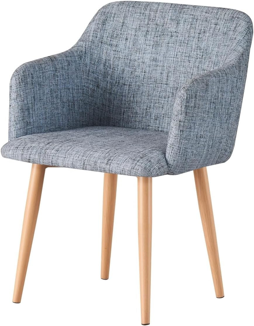 Grey Fabric Tub Chair Wing Back Armchair, Compact Bedroom Vanity Seat