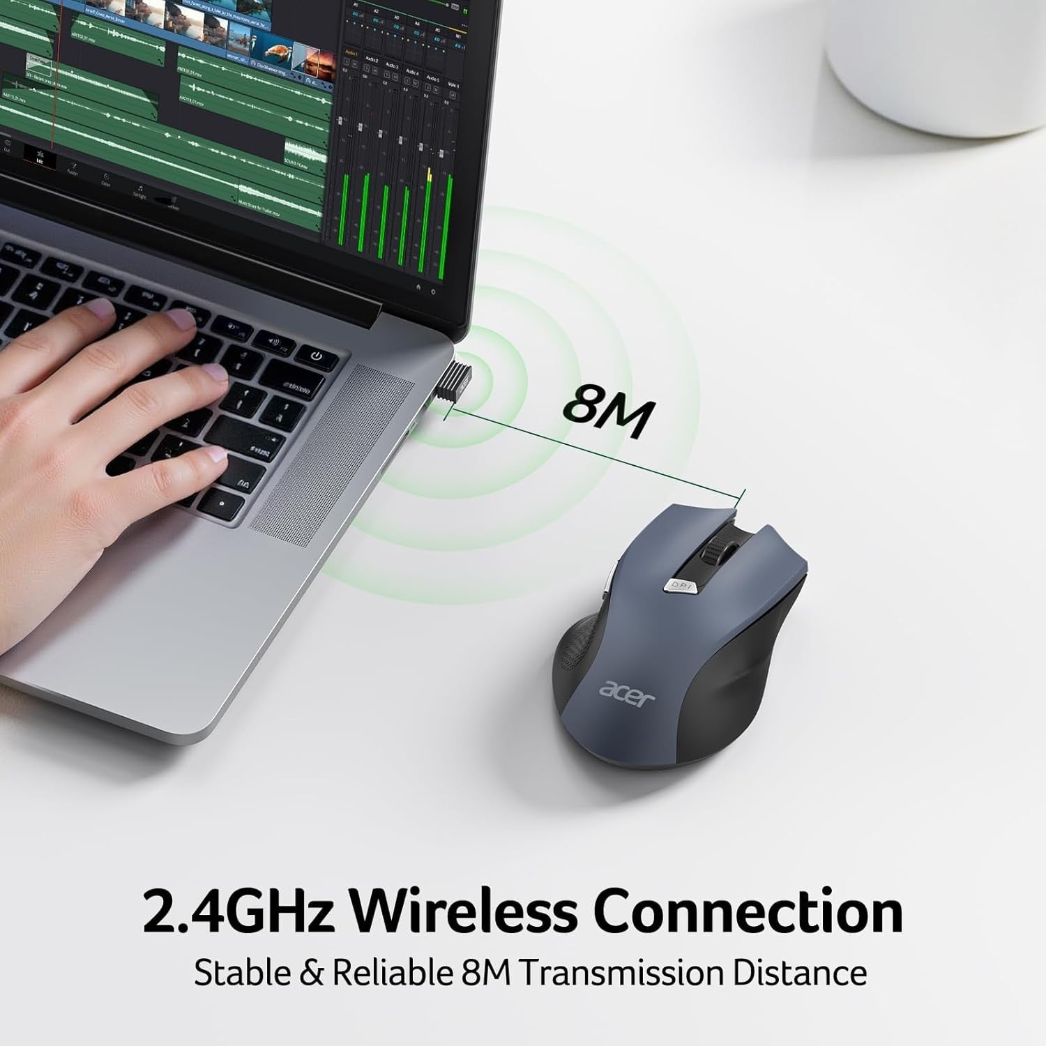 Ergonomic Wireless Mouse 2.4GHz Adjustable DPI Precision Control for Laptop PC